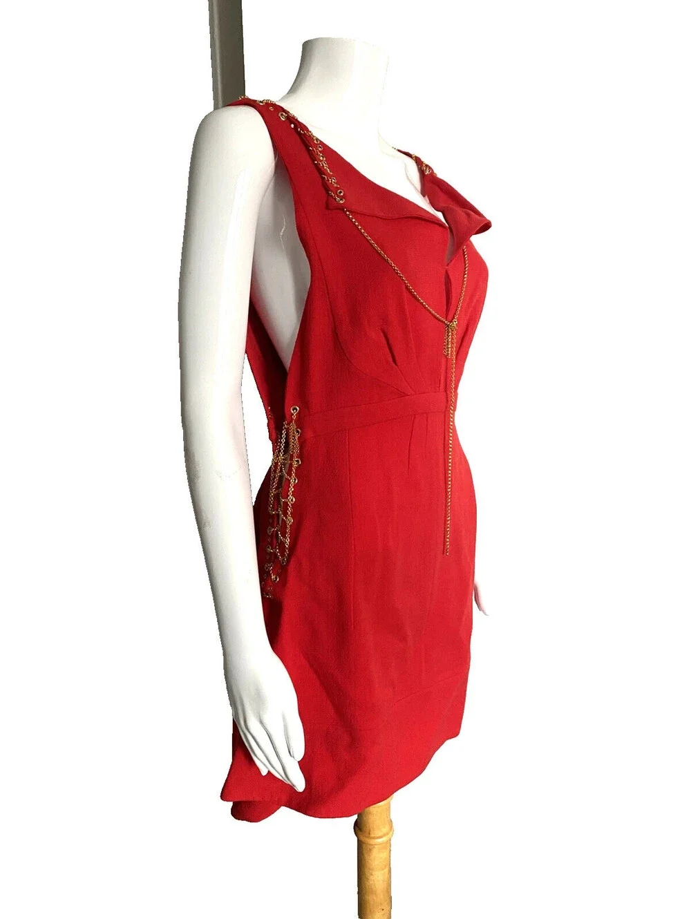 Vintage Louis Vuitton FR-36/38 Red Wool Chains Mini Dress by Marc Jacobs 2006